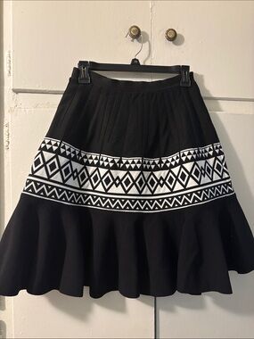 Black Circle Skirt with White Geometric Band